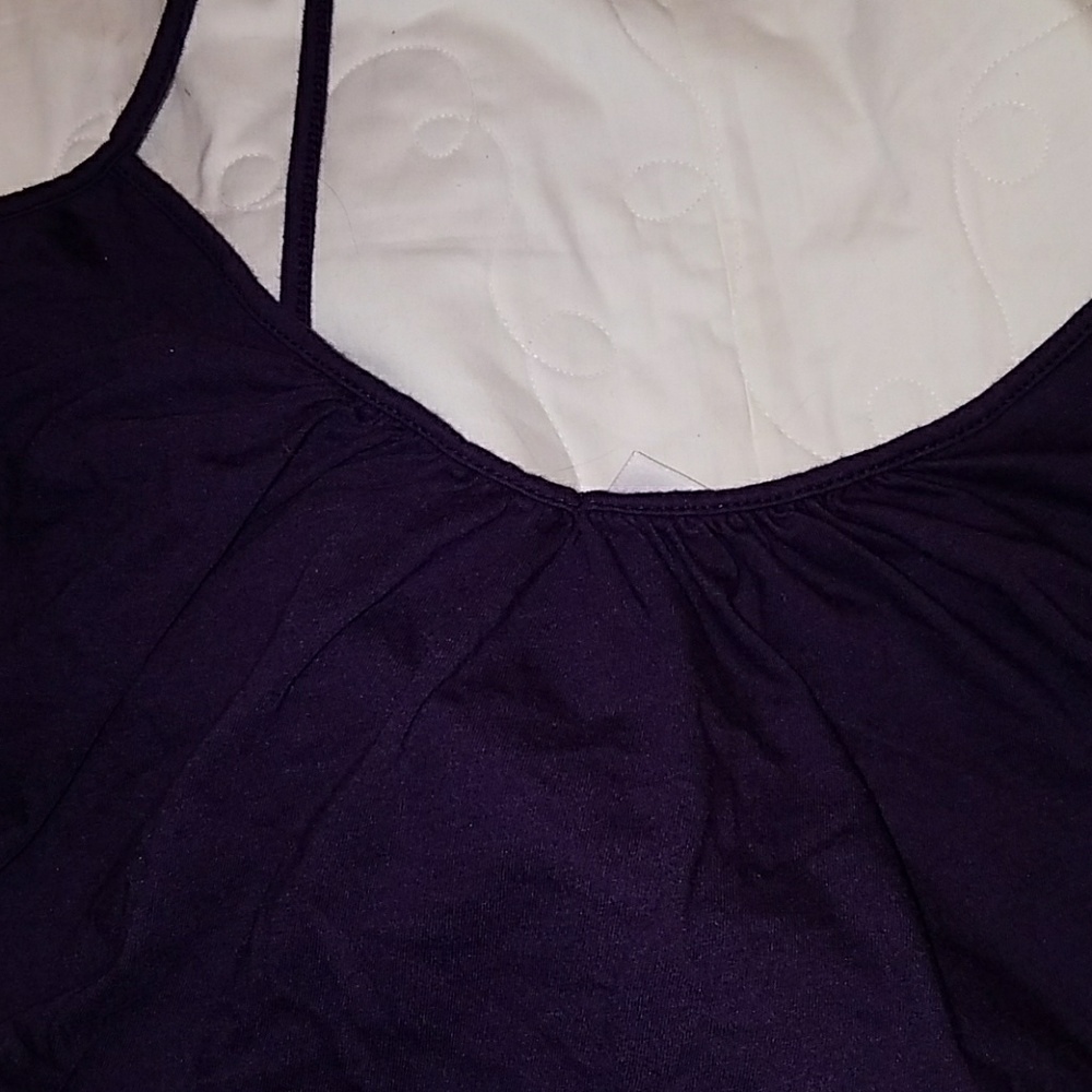 Purple Spaghetti Strap Top with V-neck Ruching - Picture 2 of 3